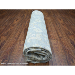 7'10"x9'7" Cloud Gray, White Wash Peshawar with All Over Design, Natural Wool Hand Knotted Oriental Rug FWR438210