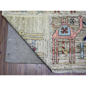 8'x9'8" Beige, Hand Knotted Anatolian Village Inspired with All Over Camel Figurines, Vegetable Dyes Extra Soft Wool, Oriental Rug FWR438558