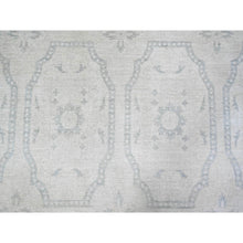 Load image into Gallery viewer, 9&#39;9&quot;x13&#39;9&quot; Ivory, White Wash Peshawar with Repetitive Geometric Medallions, Soft Wool Hand Knotted, Oriental Rug FWR438672