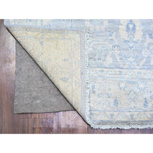 3'10"x6' Silver Gray, Stone Washed Peshawar Faded Out, Soft Wool Hand Knotted, Oriental Rug FWR438702