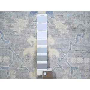 3'10"x6' Silver Gray, Stone Washed Peshawar Faded Out, Soft Wool Hand Knotted, Oriental Rug FWR438702