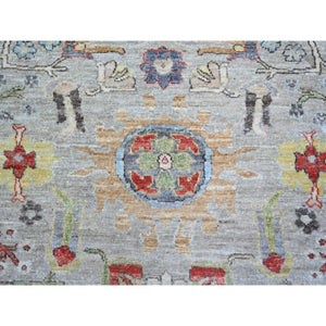 8'x9'9" Light Gray, Vegetable Dyes Extra Soft Wool, Hand Knotted Finer Peshawar with Heriz Design, Dense Weave, Oriental Rug FWR438738