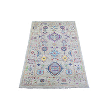 Load image into Gallery viewer, 3&#39;x4&#39;10&quot; Beige, Finer Peshawar with Karajeh Design, Dense Weave Vegetable Dyes, Pure Wool Hand Knotted, Oriental Rug FWR438786
