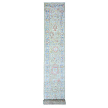 Load image into Gallery viewer, 2&#39;4&quot;x19&#39;8&quot; Cloud Gray, Natural Wool Hand Knotted, Afghan Angora Oushak with All Over Design Vegetable Dyes, XL Runner Oriental Rug FWR439050