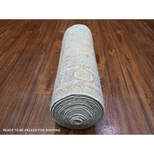 Load image into Gallery viewer, 2&#39;4&quot;x19&#39;8&quot; Cloud Gray, Natural Wool Hand Knotted, Afghan Angora Oushak with All Over Design Vegetable Dyes, XL Runner Oriental Rug FWR439050