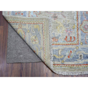 2'6"x19'8" Sage Gray, Afghan Angora Oushak with Vegetable Dyes, Organic Wool Hand Knotted, XL Runner Oriental Rug FWR439074