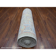 Load image into Gallery viewer, 2&#39;6&quot;x19&#39;8&quot; Sage Gray, Afghan Angora Oushak with Vegetable Dyes, Organic Wool Hand Knotted, XL Runner Oriental Rug FWR439074