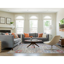 Load image into Gallery viewer, 8&#39;1&quot;x10&#39;8&quot; Taupe, Afghan Angora Oushak with Colorful Motifs Natural Dyes, Extra Soft Wool Hand Knotted, Oriental Rug FWR439128