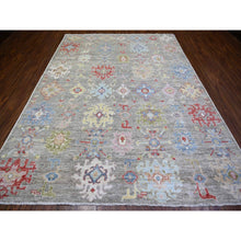 Load image into Gallery viewer, 8&#39;1&quot;x10&#39;8&quot; Taupe, Afghan Angora Oushak with Colorful Motifs Natural Dyes, Extra Soft Wool Hand Knotted, Oriental Rug FWR439128