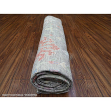 Load image into Gallery viewer, 8&#39;1&quot;x10&#39;8&quot; Taupe, Afghan Angora Oushak with Colorful Motifs Natural Dyes, Extra Soft Wool Hand Knotted, Oriental Rug FWR439128