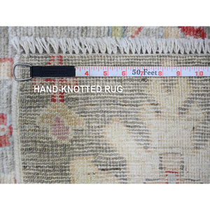 8'1"x10'8" Taupe, Afghan Angora Oushak with Colorful Motifs Natural Dyes, Extra Soft Wool Hand Knotted, Oriental Rug FWR439128