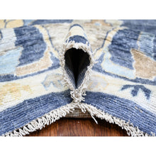 Load image into Gallery viewer, 9&#39;9&quot;x14&#39;2&quot; Aegean Blue, Afghan Angora Oushak with All Over Leaf Design, Vegetable Dyes, Soft Wool, Hand Knotted, Oriental Rug FWR439446