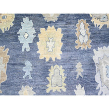Load image into Gallery viewer, 9&#39;9&quot;x14&#39;2&quot; Aegean Blue, Afghan Angora Oushak with All Over Leaf Design, Vegetable Dyes, Soft Wool, Hand Knotted, Oriental Rug FWR439446