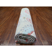 Load image into Gallery viewer, 8&#39;1&quot;x9&#39;3&quot; Tan Color, Finer Peshawar with Uzbek Suzani Design, Densely Woven Natural Dyes, Pure Wool Hand Knotted, Oriental Rug FWR439476