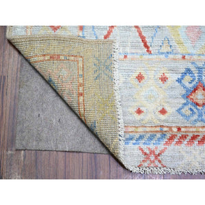 6'1"x8'10" Colorful, Hand Knotted Anatolian Village Inspired with Triangles Design, Vegetable Dyes Pure Wool, Oriental Rug FWR439566