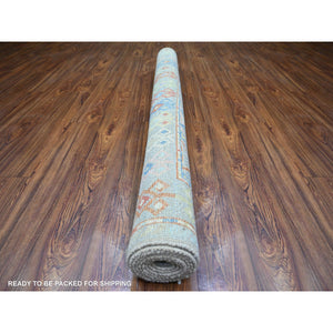 6'1"x8'10" Colorful, Hand Knotted Anatolian Village Inspired with Triangles Design, Vegetable Dyes Pure Wool, Oriental Rug FWR439566