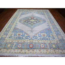 Load image into Gallery viewer, 10&#39;1&quot;x13&#39; Abalone Gray, Vegetable Dyes Natural Wool, Hand Knotted Finer Peshawar Bakshaish Medallion Open Field Design, Dense Weave, Oriental Rug FWR439650