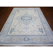 Load image into Gallery viewer, 7&#39;10&quot;x9&#39;7&quot; Ivory, Stone Washed Peshawar with Serapi Heriz Design, Organic Wool Hand Knotted, Oriental Rug FWR439674