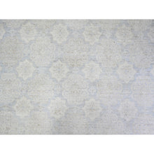 Load image into Gallery viewer, 11&#39;9&quot;x14&#39;3&quot; Ice Gray, Natural Wool Hand Knotted, White Wash Peshawar with All Over Medallions Heavily Washed, Oversized Oriental Rug FWR439680