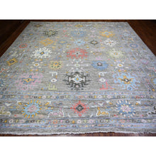 Load image into Gallery viewer, 12&#39;x12&#39; Taupe, Afghan Angora Oushak with Geometric Leaf Design, Vegetable Dyes, Pure Wool, Hand Knotted Square Oriental Rug FWR439710
