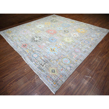 Load image into Gallery viewer, 12&#39;x12&#39; Taupe, Afghan Angora Oushak with Geometric Leaf Design, Vegetable Dyes, Pure Wool, Hand Knotted Square Oriental Rug FWR439710