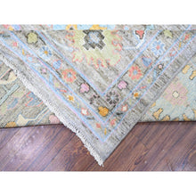 Load image into Gallery viewer, 12&#39;x12&#39; Taupe, Afghan Angora Oushak with Geometric Leaf Design, Vegetable Dyes, Pure Wool, Hand Knotted Square Oriental Rug FWR439710