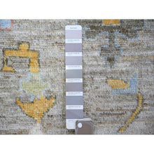 Load image into Gallery viewer, 12&#39;x12&#39; Taupe, Afghan Angora Oushak with Geometric Leaf Design, Vegetable Dyes, Pure Wool, Hand Knotted Square Oriental Rug FWR439710