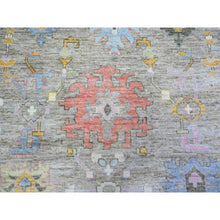 Load image into Gallery viewer, 12&#39;x12&#39; Taupe, Afghan Angora Oushak with Geometric Leaf Design, Vegetable Dyes, Pure Wool, Hand Knotted Square Oriental Rug FWR439710