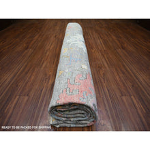 Load image into Gallery viewer, 12&#39;x12&#39; Taupe, Afghan Angora Oushak with Geometric Leaf Design, Vegetable Dyes, Pure Wool, Hand Knotted Square Oriental Rug FWR439710