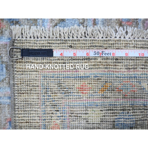 12'x12' Taupe, Afghan Angora Oushak with Geometric Leaf Design, Vegetable Dyes, Pure Wool, Hand Knotted Square Oriental Rug FWR439710