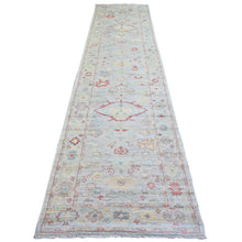 Load image into Gallery viewer, 3&#39;2&quot;x13&#39;7&quot; Beige, Afghan Angora Oushak with All Over Motifs, Vegetable Dyes, Soft Wool, Hand Knotted, Wide Runner, Oriental Rug FWR439848