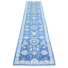 Load image into Gallery viewer, 2&#39;8&quot;x11&#39;8&quot; BÕdazzled Blue, Soft Wool Hand Knotted, Finer Peshawar with Mahal Design, Densely Woven Natural Dyes, Runner Oriental Rug FWR440472