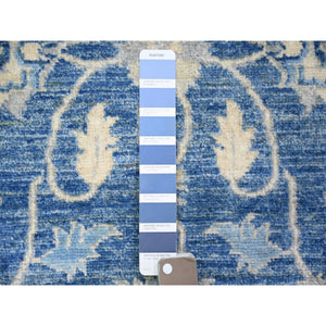 2'8"x11'8" BÕdazzled Blue, Soft Wool Hand Knotted, Finer Peshawar with Mahal Design, Densely Woven Natural Dyes, Runner Oriental Rug FWR440472