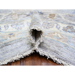12'x15'6" Cadet Gray, Hand Knotted Afghan Angora Oushak with Soft Colors, Vegetable Dyes Soft Wool, Oversized Oriental Rug FWR440682