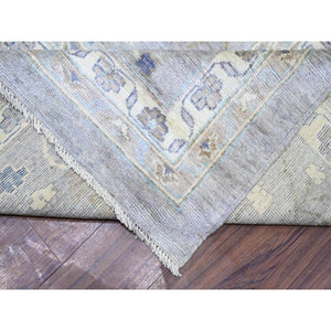 12'x15'6" Cadet Gray, Hand Knotted Afghan Angora Oushak with Soft Colors, Vegetable Dyes Soft Wool, Oversized Oriental Rug FWR440682