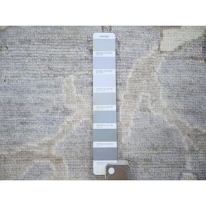 12'x15'6" Cadet Gray, Hand Knotted Afghan Angora Oushak with Soft Colors, Vegetable Dyes Soft Wool, Oversized Oriental Rug FWR440682