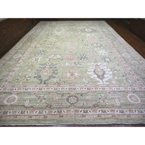 13'10"x19'8" Gin Green, Afghan Angora Oushak Natural Dyes, Extra Soft Wool Hand Knotted, Oversized Oriental Rug FWR440688