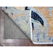 Load image into Gallery viewer, 2&#39;8&quot;x9&#39;6&quot; Silver Gray, Natural Dyes Extra Soft Wool, Hand Knotted Afghan Peshawar with Birds of Paradise, Runner Oriental Rug FWR440928