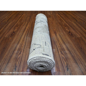 2'7"x9'9" Ivory, Boujaad Moroccan Berber Design Vegetable Dyes, Organic Wool Hand Knotted, Runner Oriental Rug FWR440934