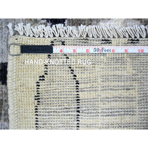 2'7"x9'9" Ivory, Boujaad Moroccan Berber Design Vegetable Dyes, Organic Wool Hand Knotted, Runner Oriental Rug FWR440934