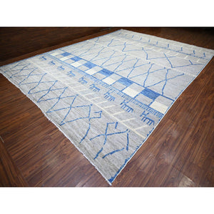 11'9"x15'7" Cloud Gray, Pure Wool Hand Knotted, Boujaad Moroccan Berber Design Vegetable Dyes, Oversized Oriental Rug FWR440946