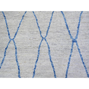 11'9"x15'7" Cloud Gray, Pure Wool Hand Knotted, Boujaad Moroccan Berber Design Vegetable Dyes, Oversized Oriental Rug FWR440946