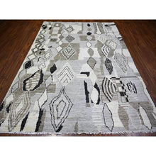 Load image into Gallery viewer, 7&#39;4&quot;x9&#39;6&quot; Ivory, Natural Dyes Velvety Wool, Hand Knotted Beni Ourain Moroccan Berber Design, Oriental Rug FWR440952
