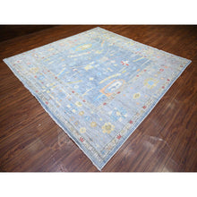 Load image into Gallery viewer, 9&#39;10&quot;x9&#39;10&quot; Periwinkle Blue, Hand Knotted Afghan Angora Oushak with Soft Colors, Natural Dyes Natural Wool, Square Oriental Rug FWR441120