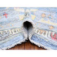 Load image into Gallery viewer, 9&#39;10&quot;x9&#39;10&quot; Periwinkle Blue, Hand Knotted Afghan Angora Oushak with Soft Colors, Natural Dyes Natural Wool, Square Oriental Rug FWR441120