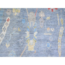 Load image into Gallery viewer, 9&#39;10&quot;x9&#39;10&quot; Periwinkle Blue, Hand Knotted Afghan Angora Oushak with Soft Colors, Natural Dyes Natural Wool, Square Oriental Rug FWR441120