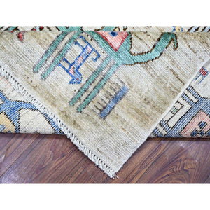 8'2"x9'9" Beige, Anatolian Village Inspired with All Over Camel Figurines Natural Dyes, Pure Wool Hand Knotted, Oriental Rug FWR441156
