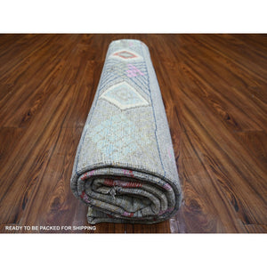 8'2"x9'8" Cadet Gray, Vegetable Dyes Soft Wool, Hand Knotted Beni Ourain Moroccan Berber Design, Oriental Rug FWR441162