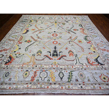 Load image into Gallery viewer, 11&#39;9&quot;x11&#39;9&quot; Goose Gray, Afghan Angora Oushak with All Over Colorful Pattern Vegetable Dyes, Organic Wool Hand Knotted, Square Oriental Rug FWR441174