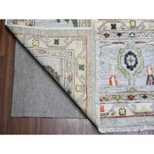 Load image into Gallery viewer, 11&#39;9&quot;x11&#39;9&quot; Goose Gray, Afghan Angora Oushak with All Over Colorful Pattern Vegetable Dyes, Organic Wool Hand Knotted, Square Oriental Rug FWR441174